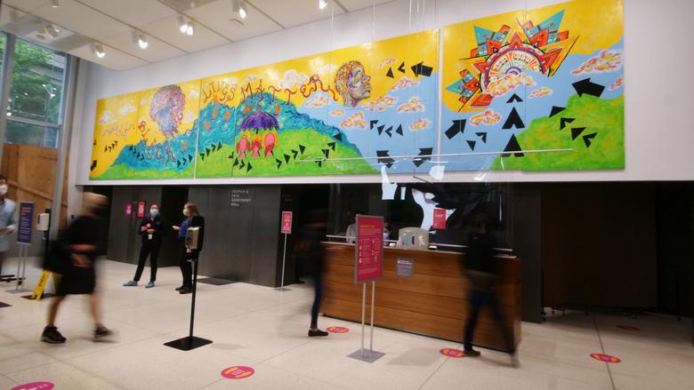 Photo of the Kimisha Turner painting in the museum entryway