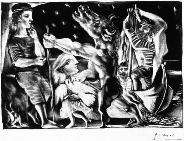 Blind Minotaur Led by a Little Girl in the Night by Pablo Picasso